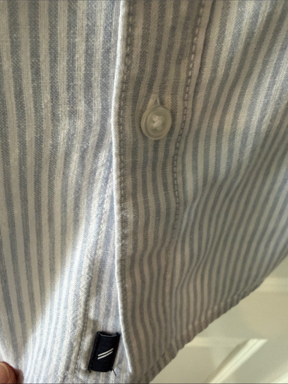 New Daniel Hechter Men's Blue and White Stripe Linen-Blend Button-Down Shirt S - Picture 5 of 5